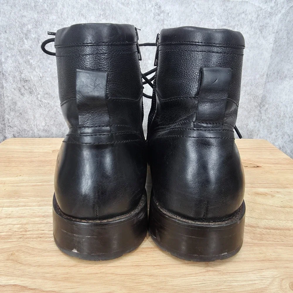 Aldo Boots Mens 12 Black Combat Lace Up Cap Toe Side Zipper Lace Up‎